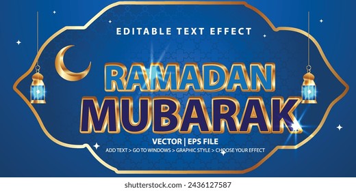 3D-bearbeitbare Vektor-Texteffekt-Typografie Eid Mubarak und Ramadan-Banner-Vorlage.