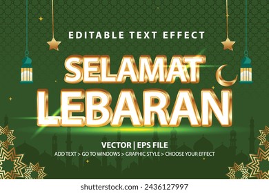 3d editable vector texto efecto tipografía Eid Mubarak y Ramadán banner plantilla