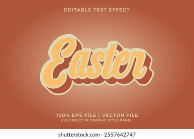 3D Editable Vector Text Effect for Easter Egg Party Event with Pastel Color. Retro or Vintage style text effect. 