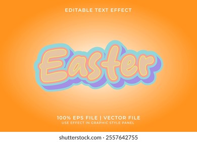 3D Editable Vector Text Effect for Easter Egg Party Event with Pastel Color. Retro or Vintage style text effect. 