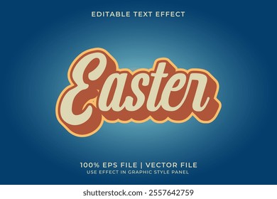 3D Editable Vector Text Effect for Easter Egg Party Event with Pastel Color. Retro or Vintage style text effect. 