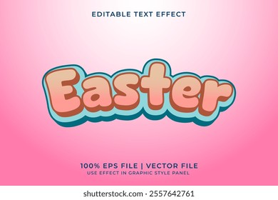 3D Editable Vector Text Effect for Easter Egg Party Event with Pastel Color. Retro or Vintage style text effect. 