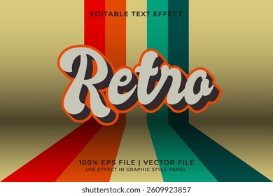 3D Editable vector text effect in Retro or Vintage style. Editable font design