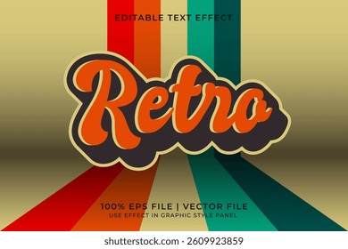 3D Editable vector text effect in Retro or Vintage style. Editable font design