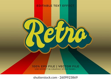 3D Editable vector text effect in Retro or Vintage style. Editable font design
