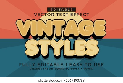 3d editable vintage text effect typography style template