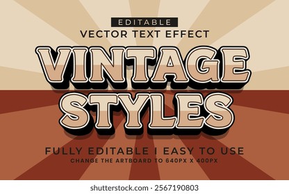 3d editable vintage text effect typography style template