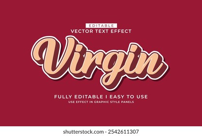 Estilo de efecto de texto virgen editable en 3D