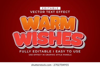 3d editable warm wishes text effect typography graphic style template