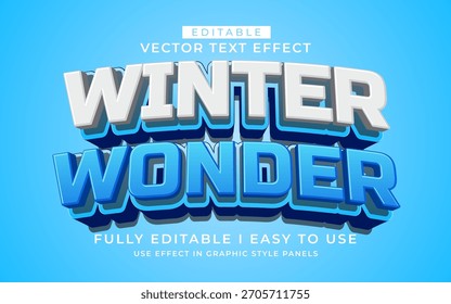 3d editável inverno maravilha texto efeito tipografia estilo modelo