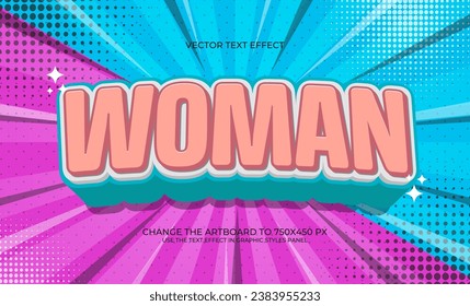 3d editable woman text effect style