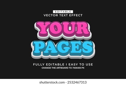 Efecto de fuente de estilo de efecto de texto de página editable en 3D