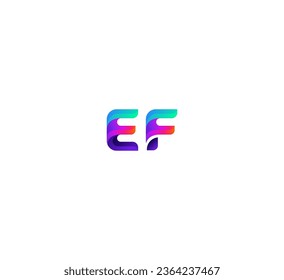 3D EF, FE letter logo design template elements. Modern abstract digital alphabet letter logo