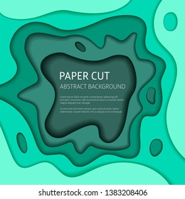 3d effect abstract background. Colorful cut out paper, vector design templates.