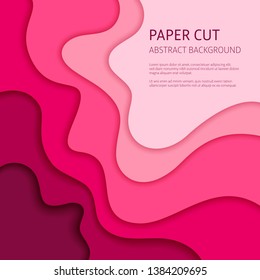 3d effect abstract background. Colorful cut out paper, vector design templates.