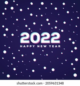 Efecto 3D La caída de la nieve en anaglyph revela la felicidad del Año Nuevo 2022 Resumen