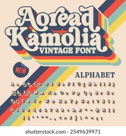 Efecto 3D Aoread Kamolia Groove Retro Antiguas Display Bold Alfabeto de fuentes