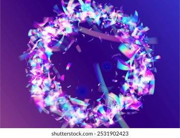 3d Effect. Art Concept. Celebrate Glitter. Foil Holographic Serpentine. Digital Poster. Explosion Background. Pink Laser Ribbon. Surprise Design. Blue 3d Effect