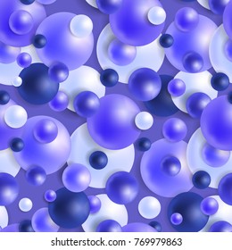 3d effect balls bright colorful seamless background. Realistic spheres pattern. Geometric design. Vector illustration.