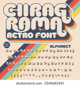 Efeito 3D Chirag Rama Groove Retro Vintage Display Negrito Fonte alfabeto