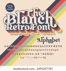 3d effect Color Version The Blanch Retro Vintage Display bold Font alphabet