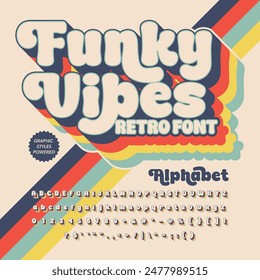 3d effect Color Version Funky Vibes Retro Vintage Display bold Font alphabet