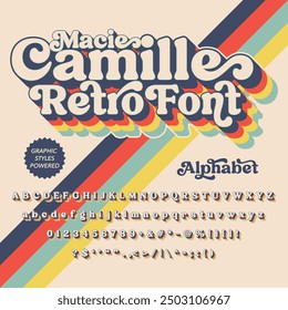 3d effect Color Version Macie Camille Retro Vintage Display bold Font alphabet.