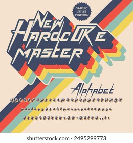 3d effect Color Version New Hardcore Vintage Display bold Font alphabet