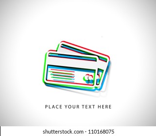 3d effect credit cards sticker icon, vector