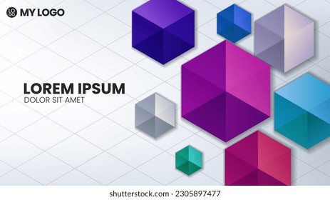 3D Effect Cube, Landing Page and Banner Background, Vector Illustration