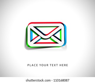 3d effect e-mail sticker icon, vector design.