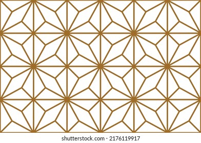 3d Effect Geometric Star Shape Outline Pattern In Gold Color On A White Background, Vector Illustration