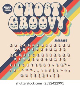 3D Effect Ghost Groove Retro Vintage Display Bold Font alphabet