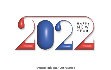 Efecto 3D Feliz Año Nuevo 2022 Patrón de diseño de tipografía de texto, ilustración vectorial.
