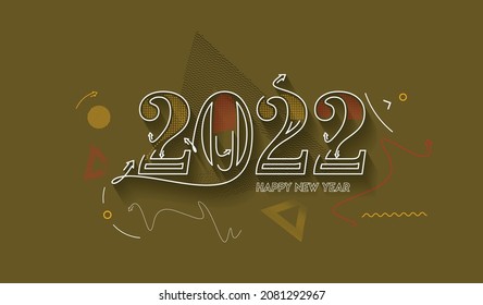 Efecto 3D Feliz Año Nuevo 2022 Patrón de diseño de tipografía de texto, ilustración vectorial.