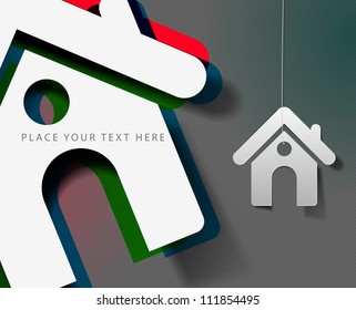 3d effect home sticker icon, vector
