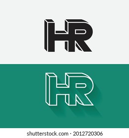 3D effect HR letter logo group