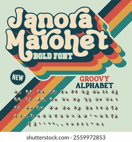 3D Effect Janora Marohet Groovy Retro Vintage Display Bold Font alphabet