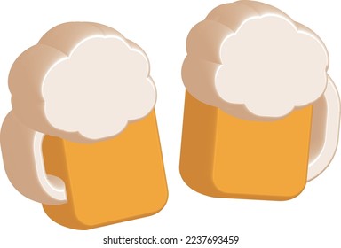 3d effect lovely circular cheers beer glass shape material vector
