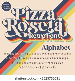 Efecto 3D Pizza Roseta Retro Antiguas Display bold Alfabeto de fuentes