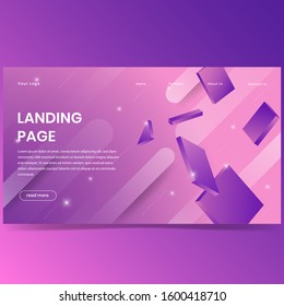 3D effect shapes landing page background design