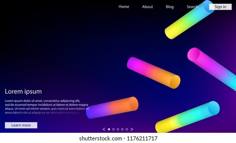 3d effect shapes. Web design. Poster background. Minimal. Webpage template. Color transition. Modern backdrop. Trendy colors. Futuristic illustration. Stylish concept.