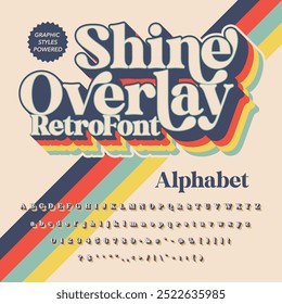 3D Effect Shine Overlay Retro Vintage Display bold Font alphabet