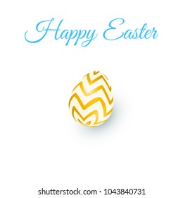 3d egg logo. isolated gold symbol of Easter. Text: Happy Easter on white backgraund. vector illustration