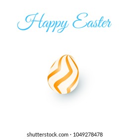 3d egg logo. isolated gold symbol of Easter. Text: Happy Easter on white backgraund. vector illustration