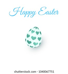 3d egg logo. isolated green symbol of Easter. Text: Happy Easter on white backgraund. vector illustration