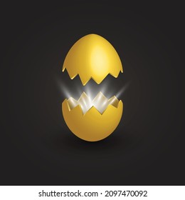 3d egg open crack realistic ornament creative design vector