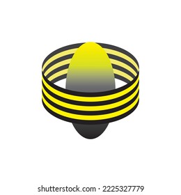 3D Egg with orbital circle logo design vector