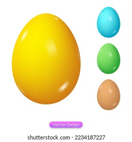 Icono 3d Huevos aislado en fondo blanco. Huevo de Pascua para aplicaciones móviles, medios sociales o concepto de plantilla de navegador de sitios web. Ilustración vectorial 3D.