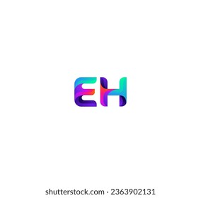 3D EH, HE letter logo design template elements. Modern abstract digital alphabet letter logo.